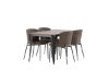 Imagine Masa de dining Tempe - Negru / Nuc MDF + Scaun de dining Modesto - Bej / Bej Boucle _4