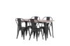 Imagine Masa de dining Tempe - Negru / MDF cu nucă + Scaun de dining Tempe - Negru mat / Metal _4