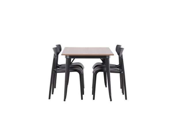 Imagine Masa de dining Tempe - Negru / Nuc MDF + Scaun de dining Ursholmen - Polipropilenă - Negru _4