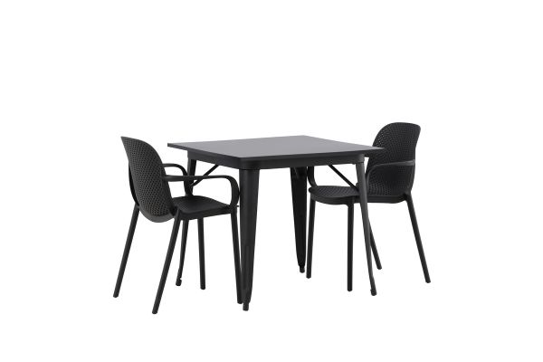 Imagine Masă de dining Tempe - Negru / MDF Negru + Scaun de dining Baltimore - Negru / Plastic Negru _2