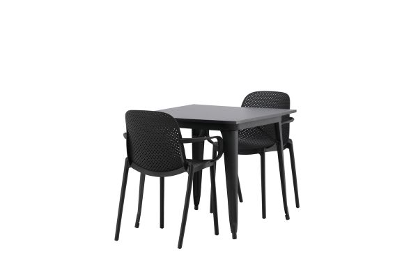 Imagine Masă de dining Tempe - Negru / MDF Negru + Scaun de dining Baltimore - Negru / Plastic Negru _2