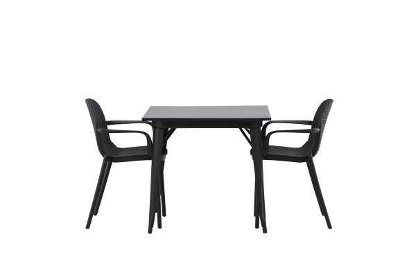 Imagine Masă de dining Tempe - Negru / MDF Negru + Scaun de dining Baltimore - Negru / Plastic Negru _2