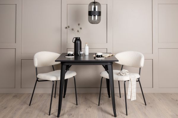 Imagine Masa de dining Tempe - Negru / MDF negru + Scaun de dining Chico - Negru / Boucle alb _2