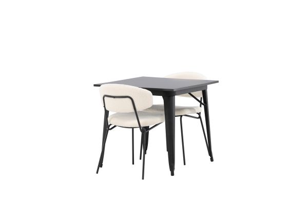 Imagine Masa de dining Tempe - Negru / MDF negru + Scaun de dining Chico - Negru / Boucle alb _2