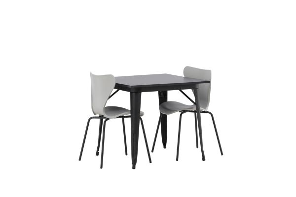 Imagine Tempe Dining Table - Black / Black MDF +Estes Dining Chair - Black / Light Grey PP _2