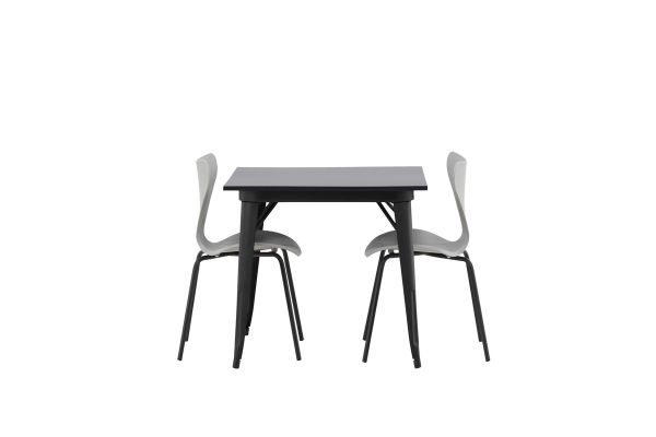 Imagine Tempe Dining Table - Black / Black MDF +Estes Dining Chair - Black / Light Grey PP _2