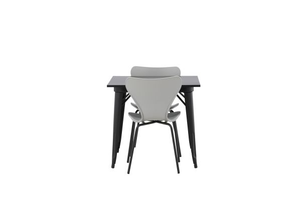 Imagine Tempe Dining Table - Black / Black MDF +Estes Dining Chair - Black / Light Grey PP _2