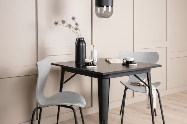 Imagine Tempe Dining Table - Black / Black MDF +Estes Dining Chair - Black / Light Grey PP _2