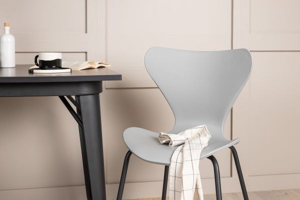 Imagine Tempe Dining Table - Black / Black MDF +Estes Dining Chair - Black / Light Grey PP _2