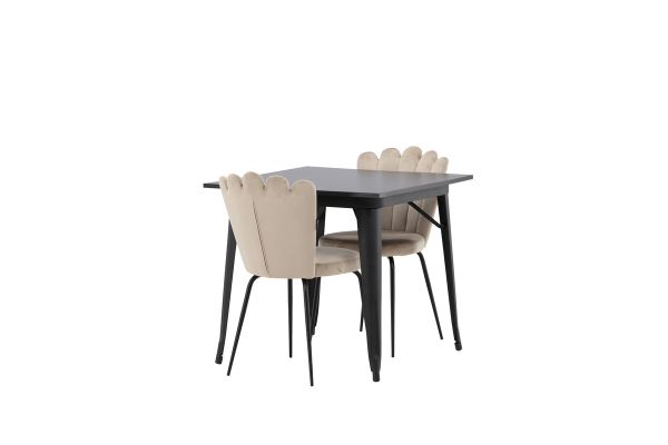 Imagine Masa de dining Tempe - Negru / MDF Negru + Scaun Limhamn Light - Negru / Bej Velvet _2