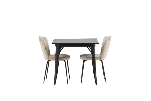 Imagine Masa de dining Tempe - Negru / MDF Negru + Scaun Limhamn Light - Negru / Bej Velvet _2