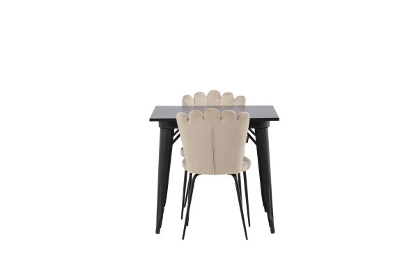 Imagine Masa de dining Tempe - Negru / MDF Negru + Scaun Limhamn Light - Negru / Bej Velvet _2