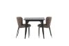 Imagine Masă de dining Tempe - Negru / MDF negru + Scaun de dining Modesto - Gri / Boucle negru fumuriu _2