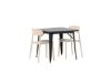 Imagine Masa de dining Tempe - Negru / Blat din MDF negru + Set de 2 scaune de dining Åstol - Lemn compozit plastic _2