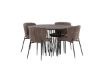 Imagine Masa rotunda de dining - Negru / Furnir Mocca + Scaun de dining Modesto - Gri / Boucle Negru Fumat _4