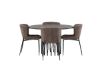 Imagine Masa rotunda de dining - Negru / Furnir Mocca + Scaun de dining Modesto - Gri / Boucle Negru Fumat _4