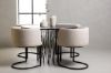 Imagine Masa de dining rotundă - Negru / Furnir de Mocca + Scaun de dining Simrishamn - Negru / Bej din material textil TC _4