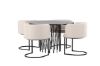 Imagine Masa de dining rotundă - Negru / Furnir de Mocca + Scaun de dining Simrishamn - Negru / Bej din material textil TC _4