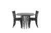 Imagine Masa ovala de dining Stone - Negru / Furnir de Mocca + Scaun de dining Crosett - Negru mat / Plastic negru mat _ 4