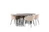 Imagine Masa ovala de dining Stone - Negru / Furnir Mocca + Scaun Limhamn - Negru / Catifea Bej _4