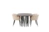 Imagine Masa ovala de dining Stone - Negru / Furnir Mocca + Scaun Limhamn - Negru / Catifea Bej _4