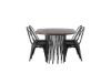 Imagine Masa ovală de dining Stone - Negru / Furnir de Mocca + Scaun de dining Tempe - Negru mat / Metal _4