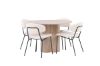 Imagine Masa de dining Olivia-AlbVeneer+WashuriLungi+4Scaune de Dining Chico-Negru/AlbBoucle