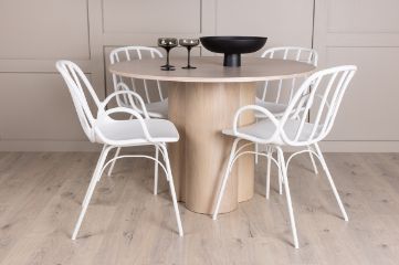 Imagine Masa de dining Olivia-White Wash Veneer + Scaun de dining Dyrön-White Polypropylene_4