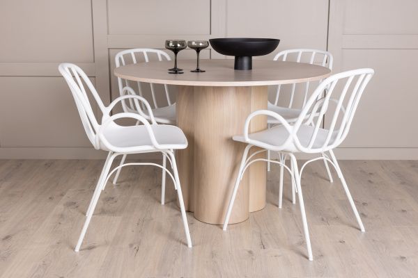 Imagine Masa de dining Olivia-White Wash Veneer + Scaun de dining Dyrön-White Polypropylene_4