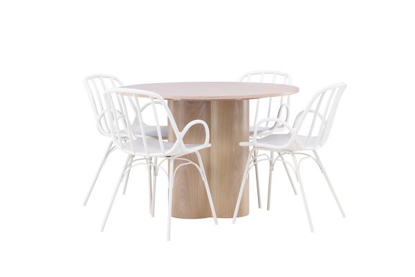 Imagine Masa de dining Olivia-White Wash Veneer + Scaun de dining Dyrön-White Polypropylene_4