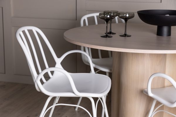 Imagine Masa de dining Olivia-White Wash Veneer + Scaun de dining Dyrön-White Polypropylene_4