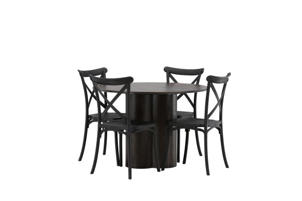 Imagine OliviaDiningTable-Mocca/MoccaVeneer+CrosettDiningChair-MatteBlack/MatteBlackPlastic_4