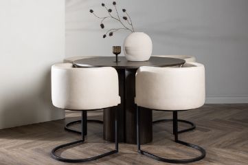 Imagine OliviaDiningTable-Mocca/MoccaVeneer+SimrishmanDiningChair-Black/BeigeTC-fabric_4