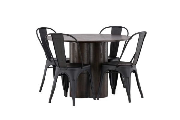 Imagine Masa de dining rotunda Olivia-Mocca/Veneer mocca + scaun de dining Tempe-Matteblack/Metal_4