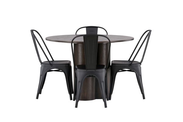 Imagine Masa de dining rotunda Olivia-Mocca/Veneer mocca + scaun de dining Tempe-Matteblack/Metal_4