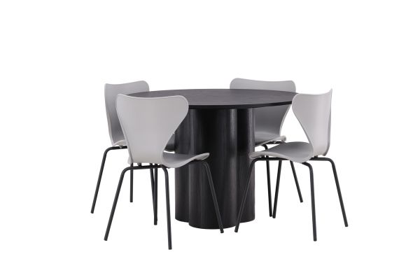 Imagine Olivia Dining Table - Black / Black Veneer +Estes Dining Chair - Black / Light Grey PP _4