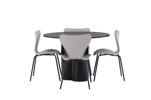 Imagine Olivia Dining Table - Black / Black Veneer +Estes Dining Chair - Black / Light Grey PP _4