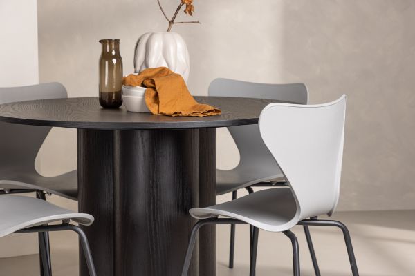 Imagine Olivia Dining Table - Black / Black Veneer +Estes Dining Chair - Black / Light Grey PP _4