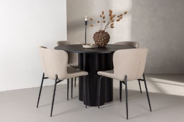 Imagine OliviaDiningTable-Black/BlackVeneer+ModestoDiningChair-Beige/BeigeBoucle_4