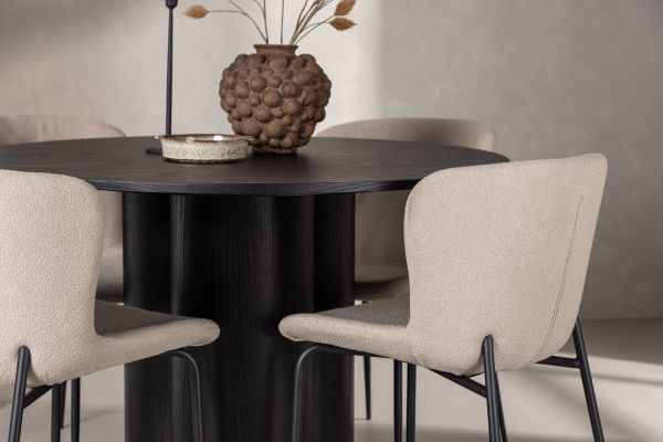 Imagine OliviaDiningTable-Black/BlackVeneer+ModestoDiningChair-Beige/BeigeBoucle_4