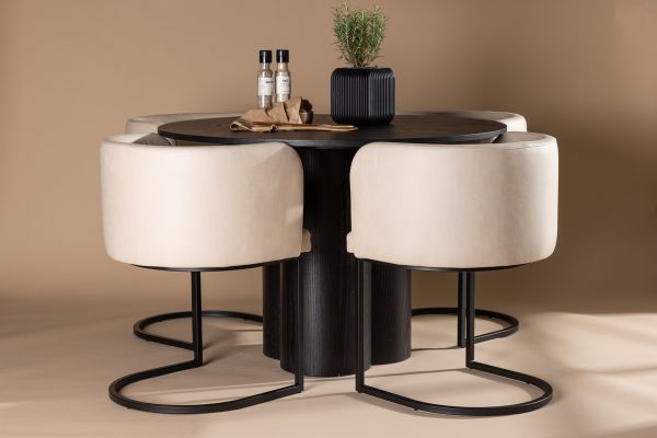 Imagine Masa de dining Olivia-Negru/Negru Furnir + Scaun de dining Simrishamn-Negru/Bej 4