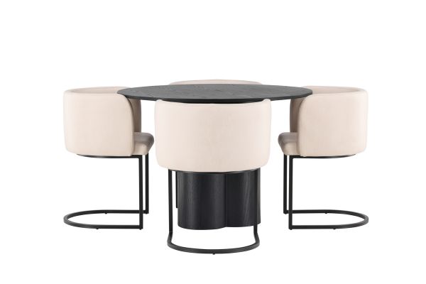 Imagine Masa de dining Olivia-Negru/Negru Furnir + Scaun de dining Simrishamn-Negru/Bej 4