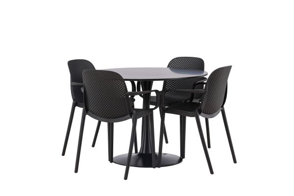 Imagine Masa de dining Glade - Negru / MDF negru + Scaun de dining Baltimore - Negru / Plastic negru _4