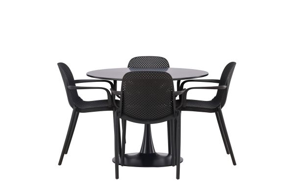 Imagine Masa de dining Glade - Negru / MDF negru + Scaun de dining Baltimore - Negru / Plastic negru _4