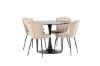 Imagine Masa de dining Glade - Negru / MDF Negru + Scaun Limhamn Light - Negru / Catifea Bej _4