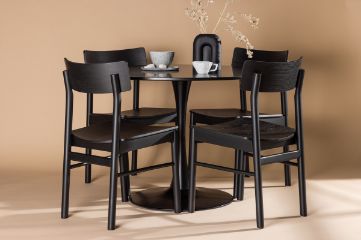 Imagine Glade Dining Table - Black / Black MDF +Montros Dining Chair - Natural / Natural Rubberwood _4