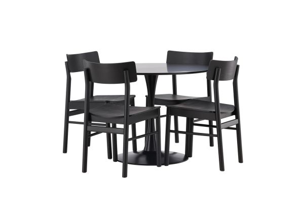 Imagine Glade Dining Table - Black / Black MDF +Montros Dining Chair - Natural / Natural Rubberwood _4