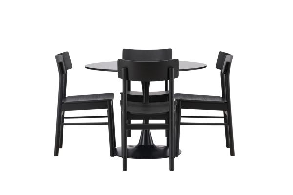 Imagine Glade Dining Table - Black / Black MDF +Montros Dining Chair - Natural / Natural Rubberwood _4