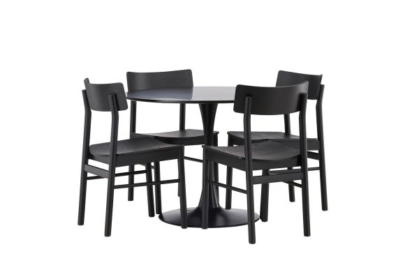 Imagine Glade Dining Table - Black / Black MDF +Montros Dining Chair - Natural / Natural Rubberwood _4