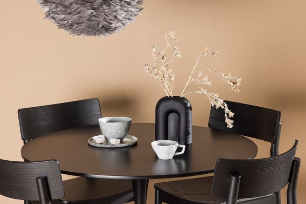 Imagine Glade Dining Table - Black / Black MDF +Montros Dining Chair - Natural / Natural Rubberwood _4